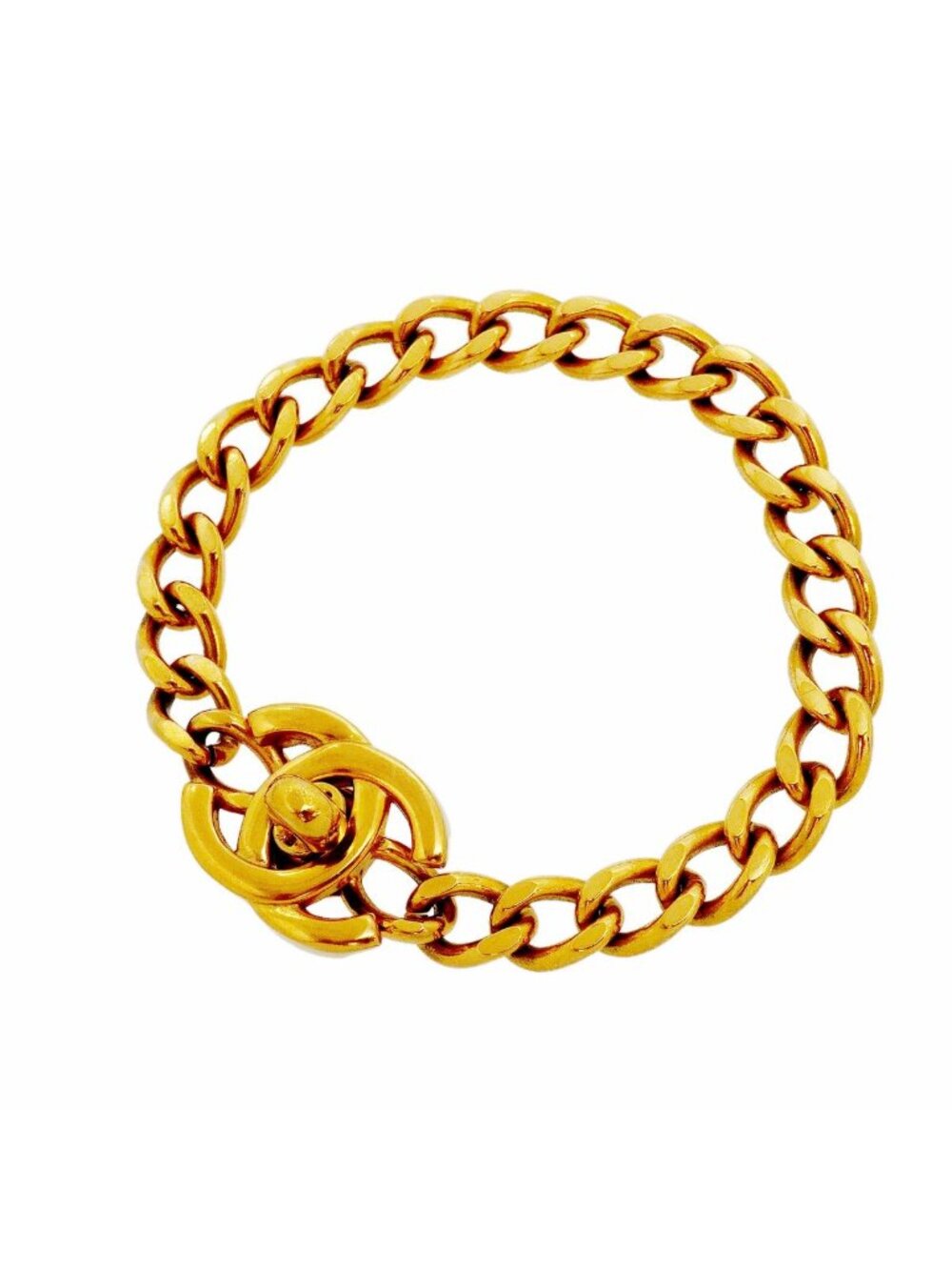 Chanel Bracelet Vintage CC Logo Turnlock Gold Plated